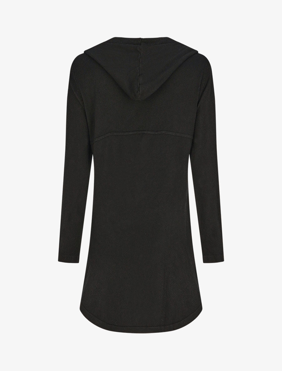 Gilet mi-long à capuche - Noir - 2