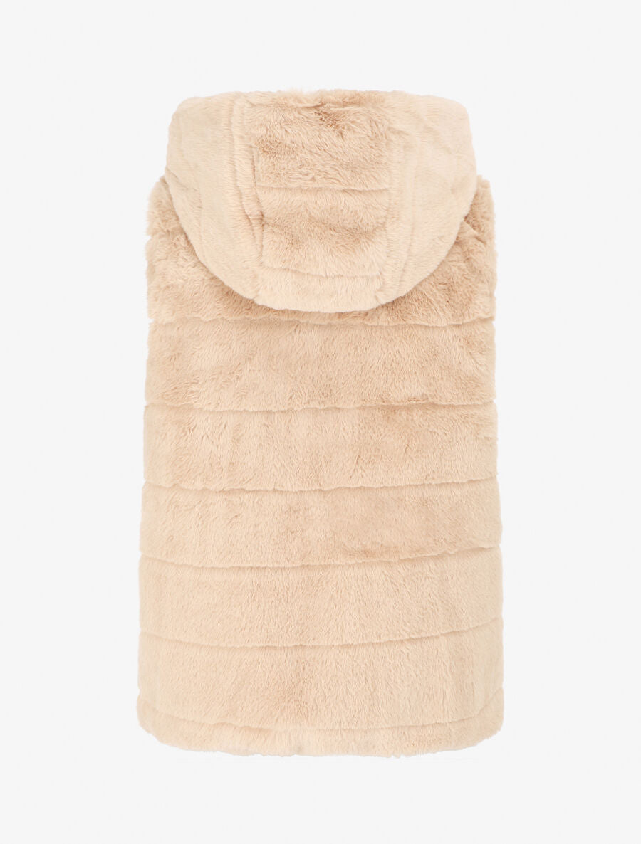 Veste sans manches en fourrure synthétique - Beige - 2