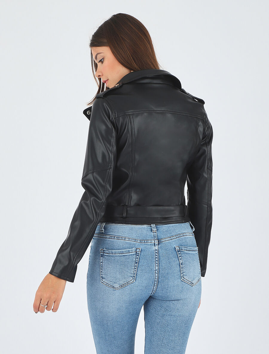 Perfecto droit en simili - Noir - 6