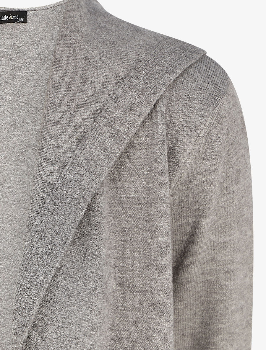 Gilet mi-long à capuche - Gris - 3