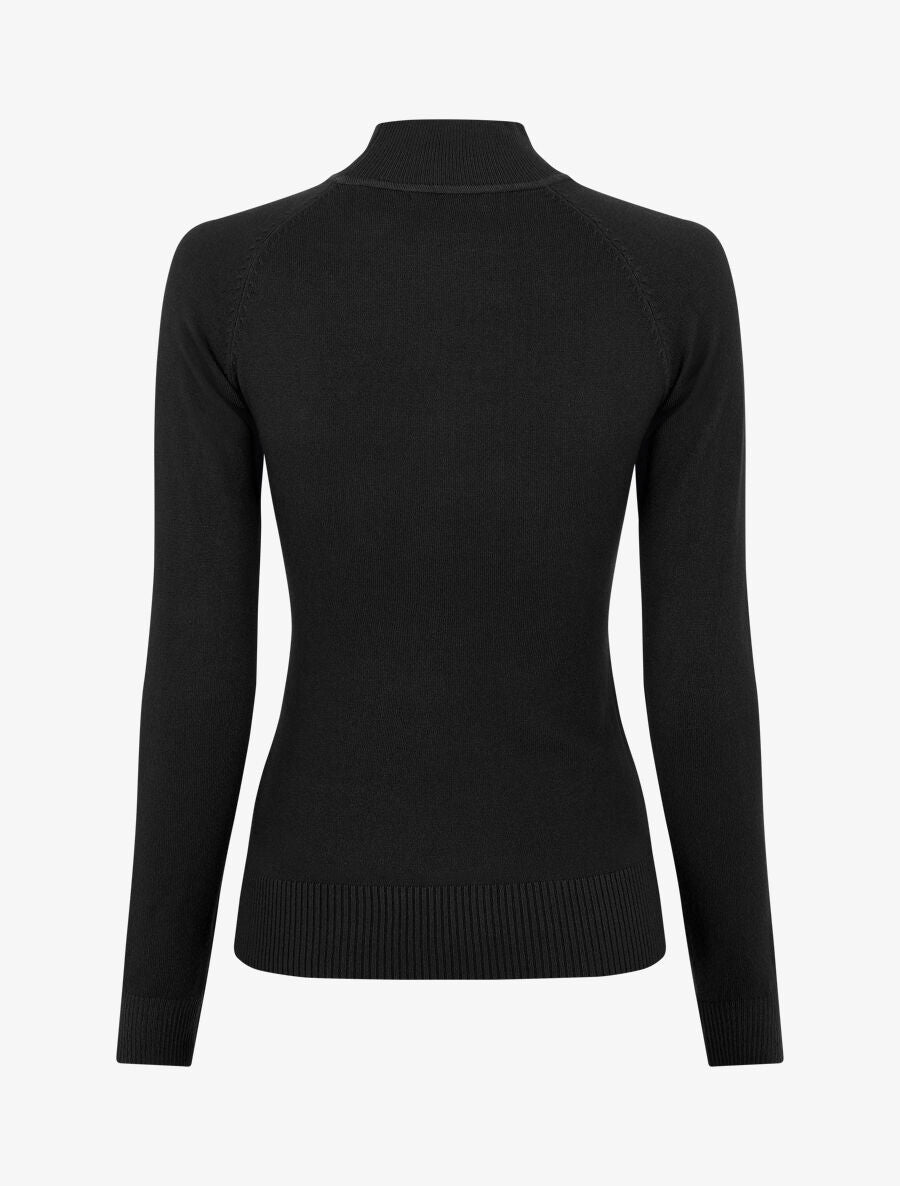 Pull fin uni et boutons décoratifs - Noir - 2