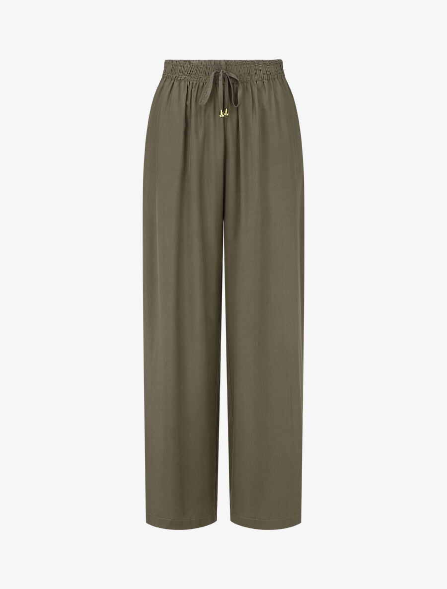 Pantalon ample à taille élastiquée - Kaki - 1