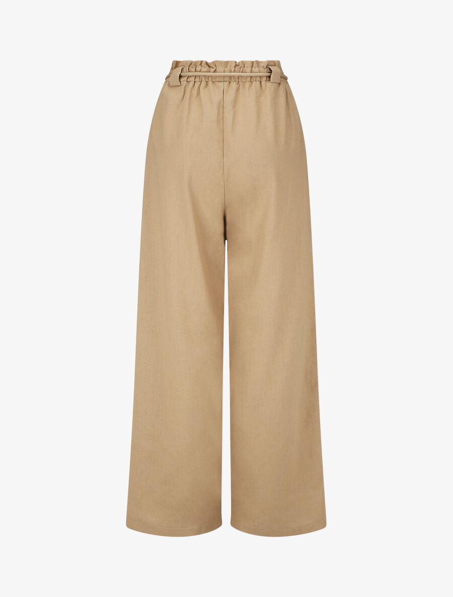 Pantalon élastiqué effet lin - Beige - 2