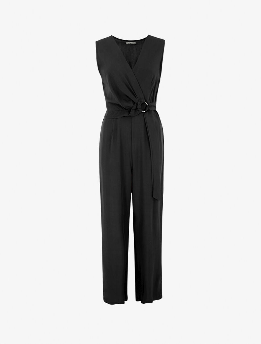 Combinaison fluide unie sans manches - Noir - 5