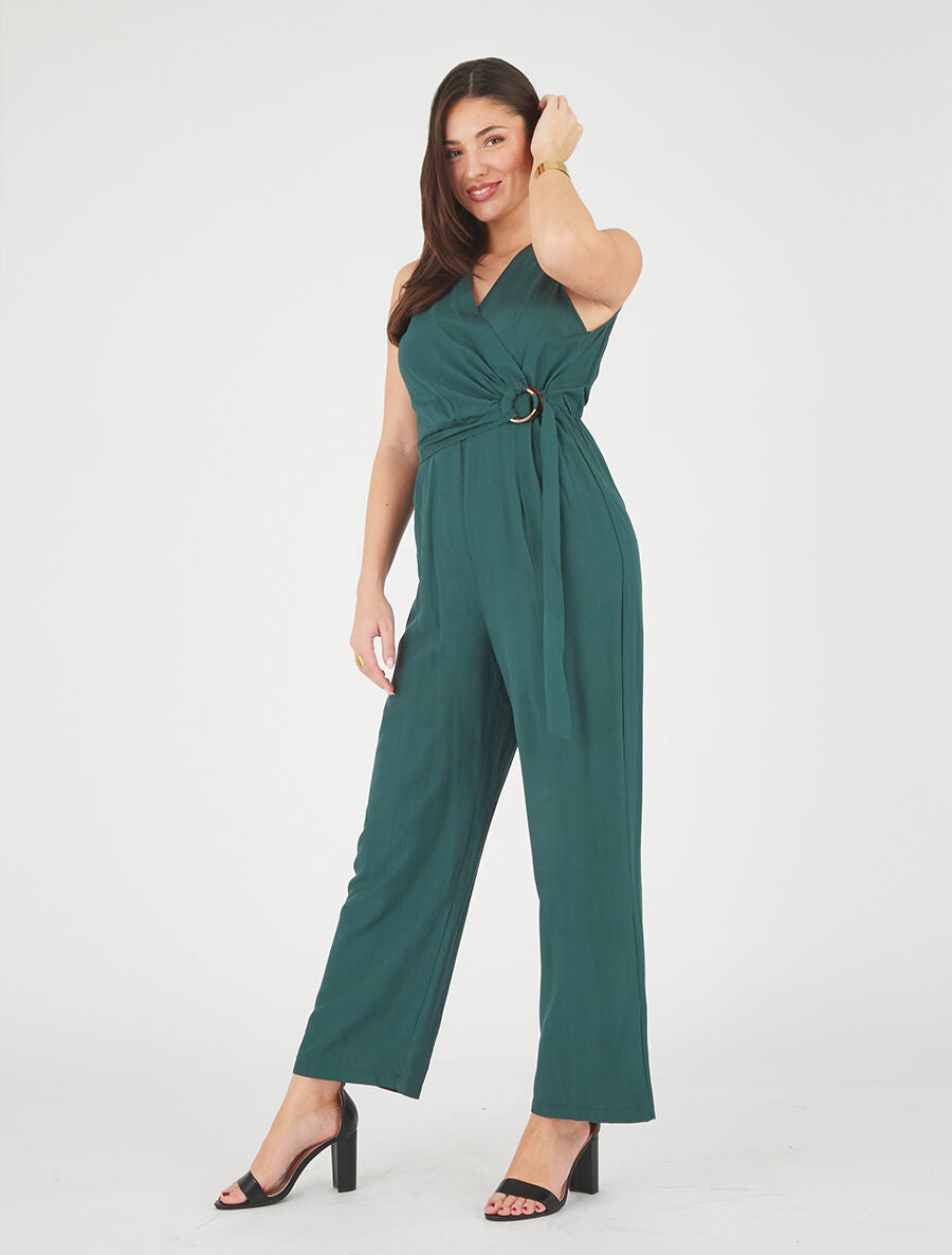 Combinaison fluide unie sans manches - Vert sapin - 4