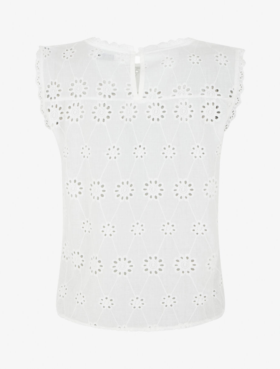 Top droit en broderie anglaise - Blanc - 2