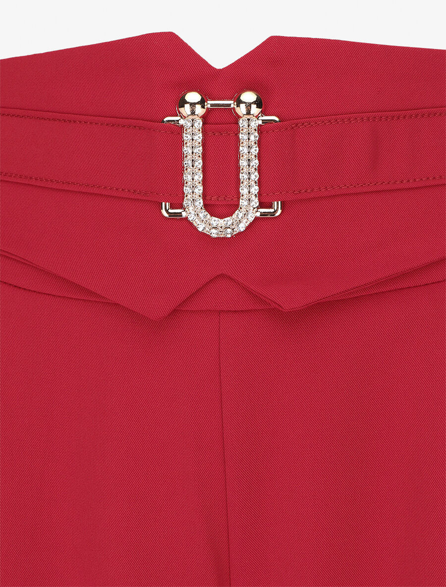 Pantalon ample taille haute à boucle fantaisie - Rouge - 3