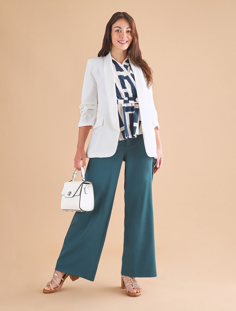 Pantalon ample à fermeture stylisée - Bleu canard - 4