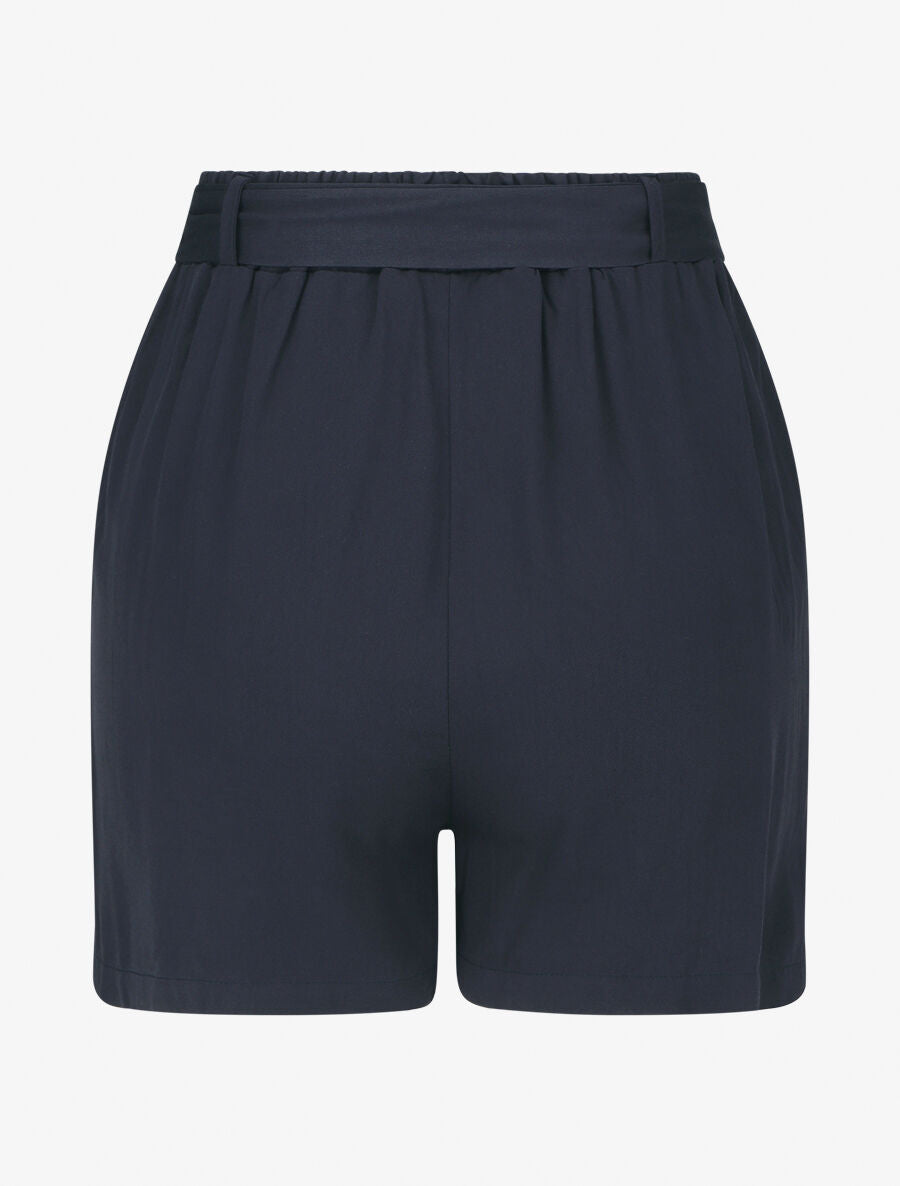Short fluide uni et ceinturé - Marine - 2