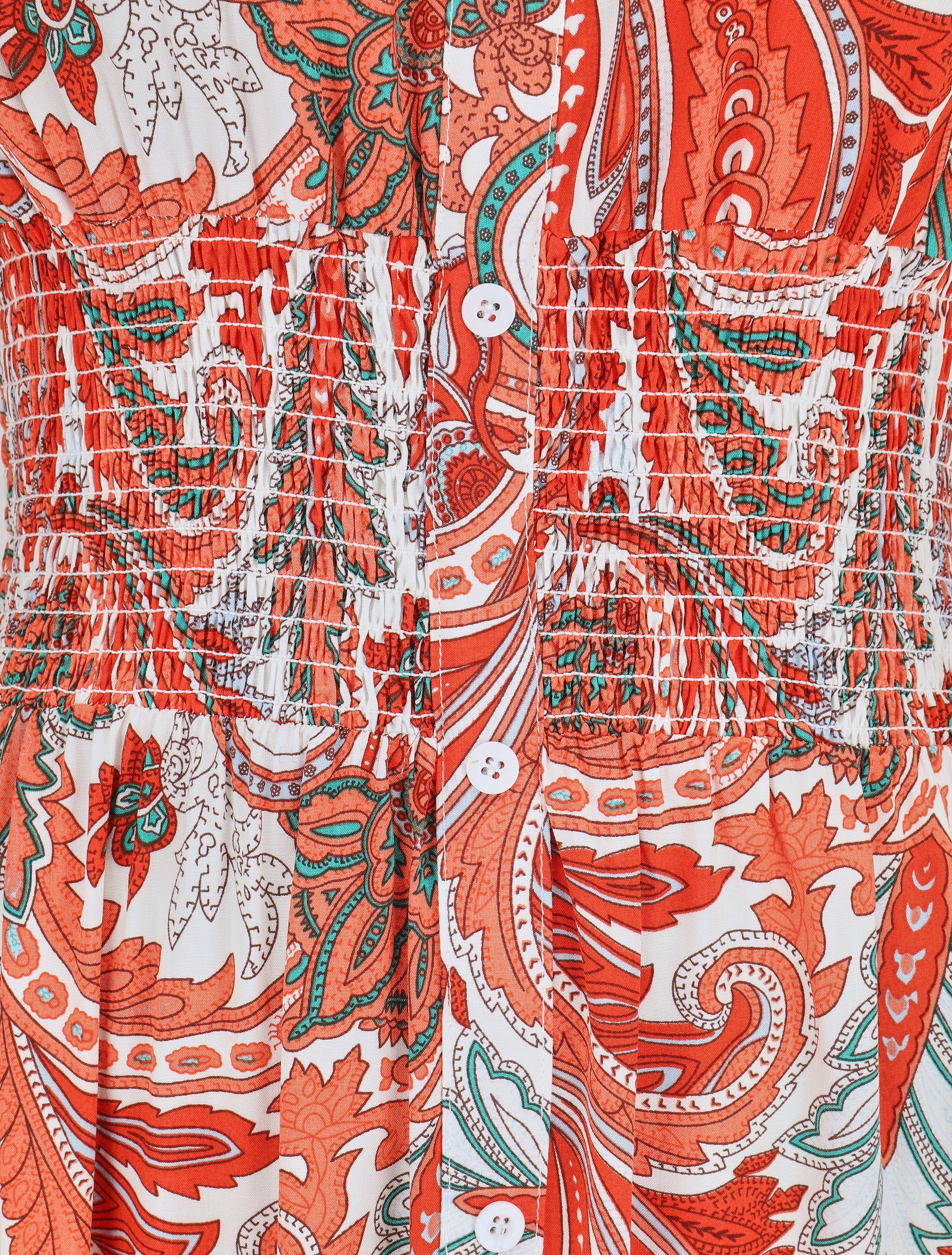 Robe longue à manches courtes imprimé cachemire - Orange - 3