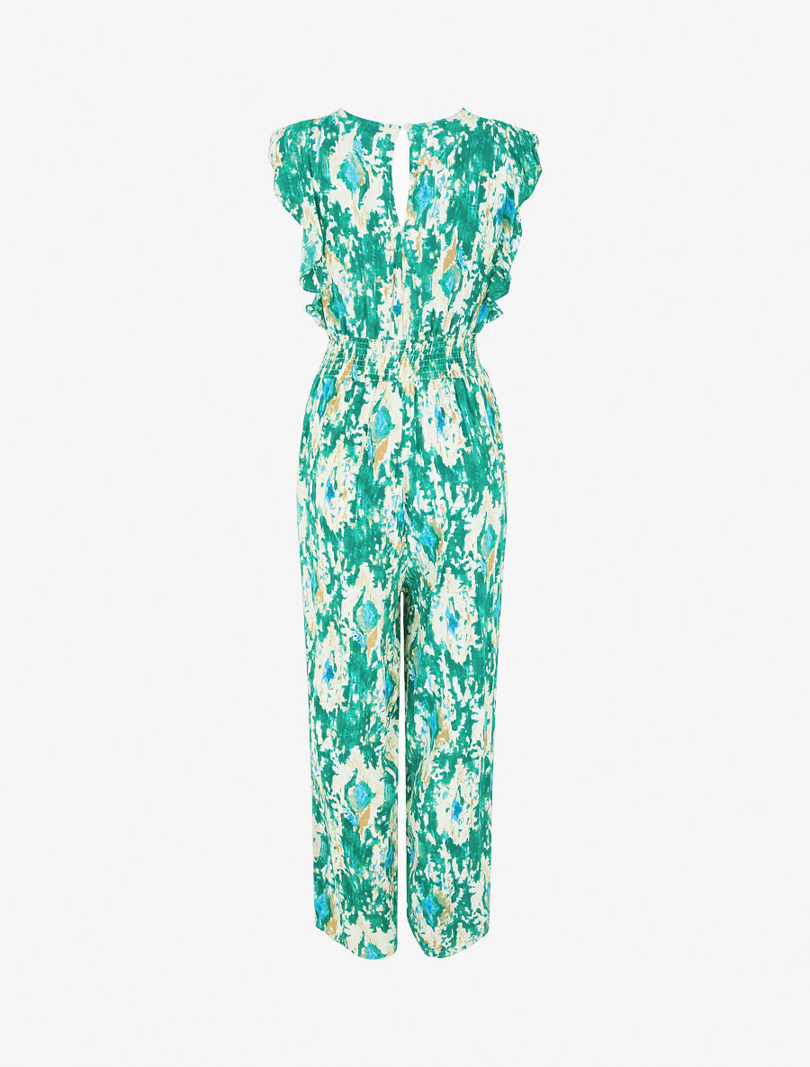 Combinaison élastiquée imprimé stylisé - Vert - 2