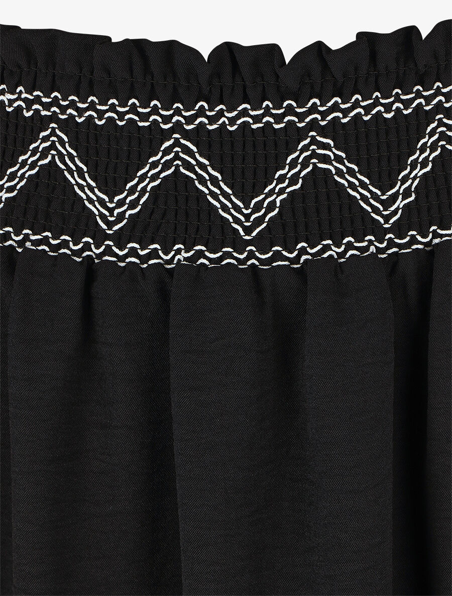 Jupe longue à taille élastiquée - Noir - 3