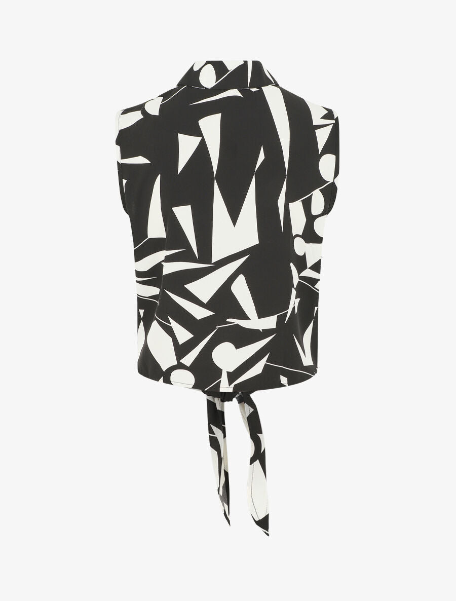 Chemise courte sans manches imprimé abstrait - Noir - 2