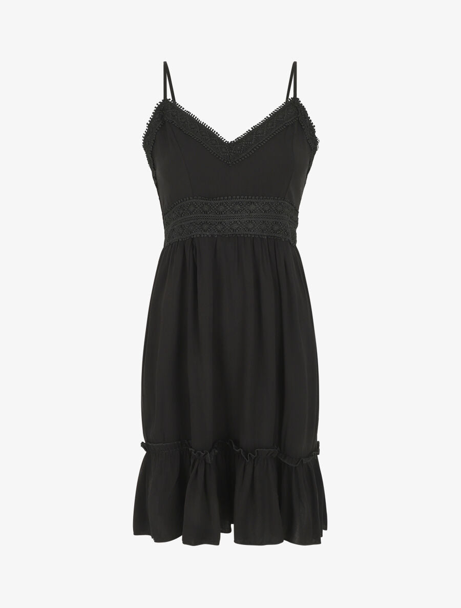 Robe évasée à fines bretelles - Noir - 1