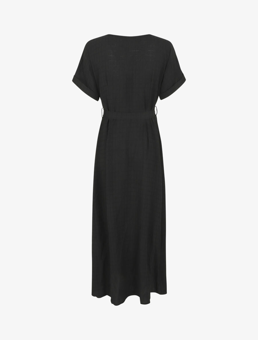 Robe longue évasée manches courtes - Noir - 2