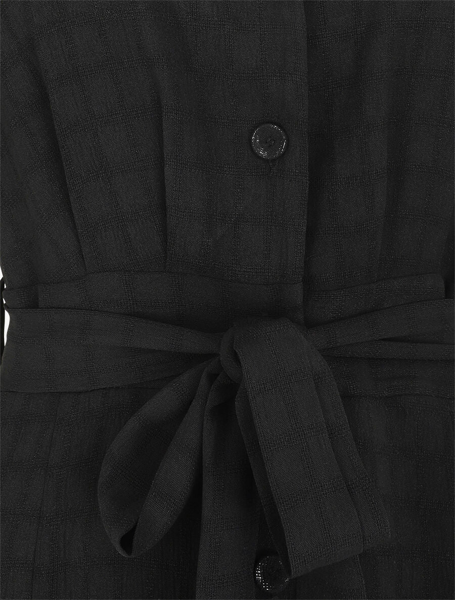 Robe longue évasée manches courtes - Noir - 3