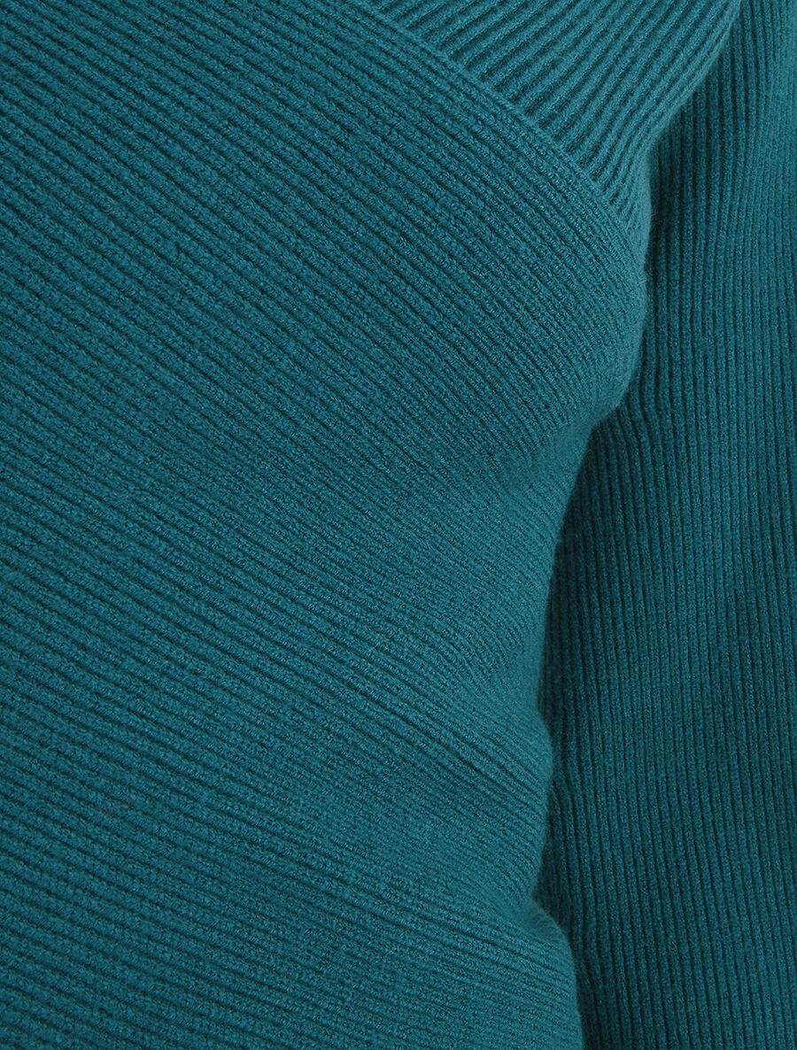 Pull cache-coeur et bas asymétrique - Bleu canard - 3