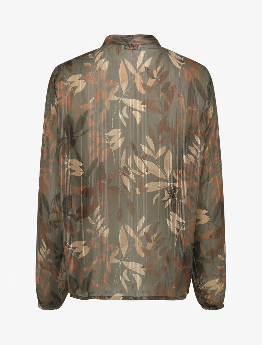 Blouse en voile imprimé feuillage - Taupe - 2