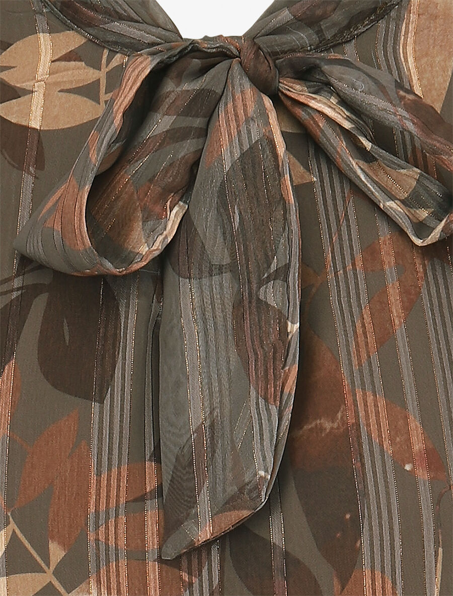 Blouse en voile imprimé feuillage - Taupe - 3