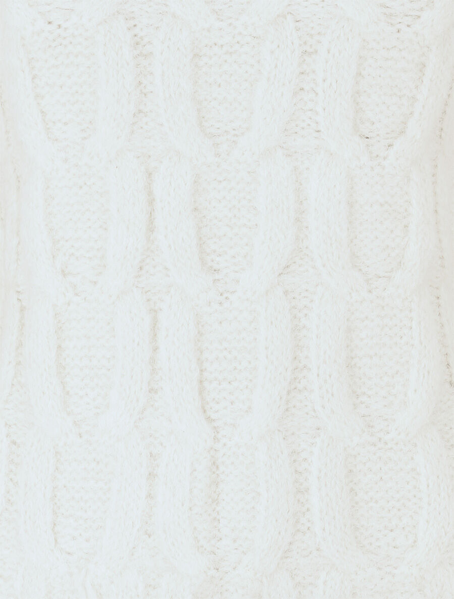 Pull uni en maille à col montant - Crème - 3