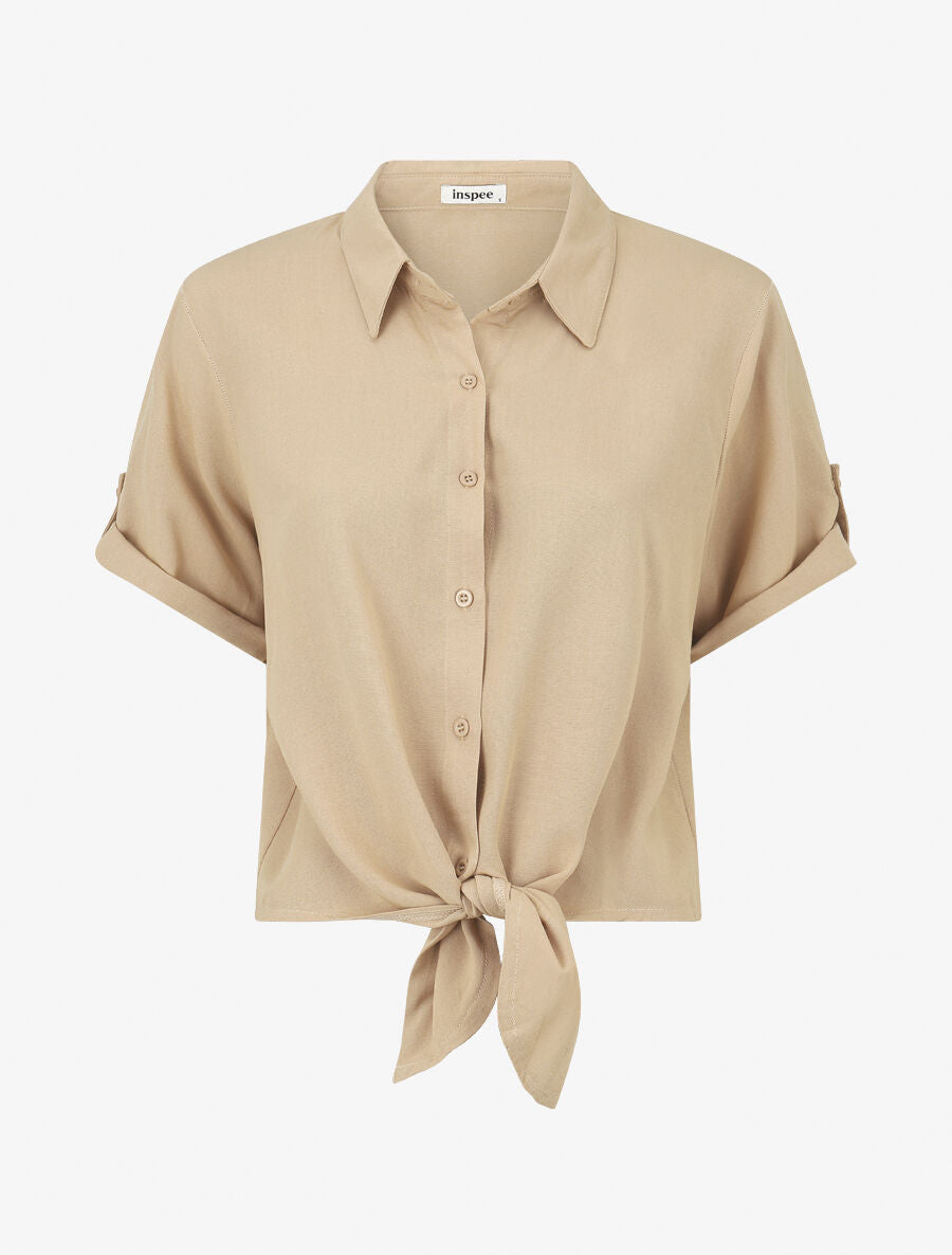 Ensemble top à nouer et pantalon - Beige - 2