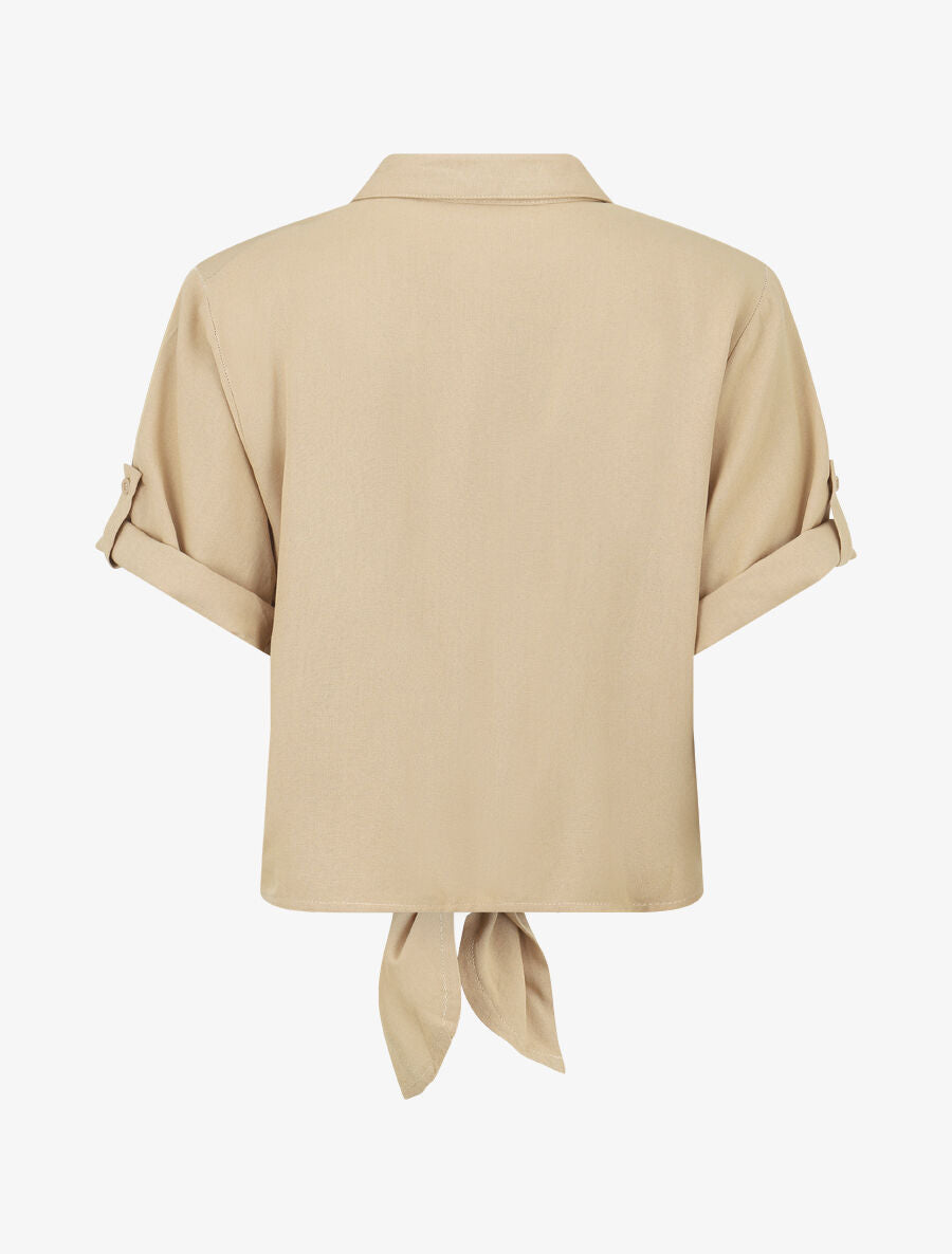 Ensemble top à nouer et pantalon - Beige - 3