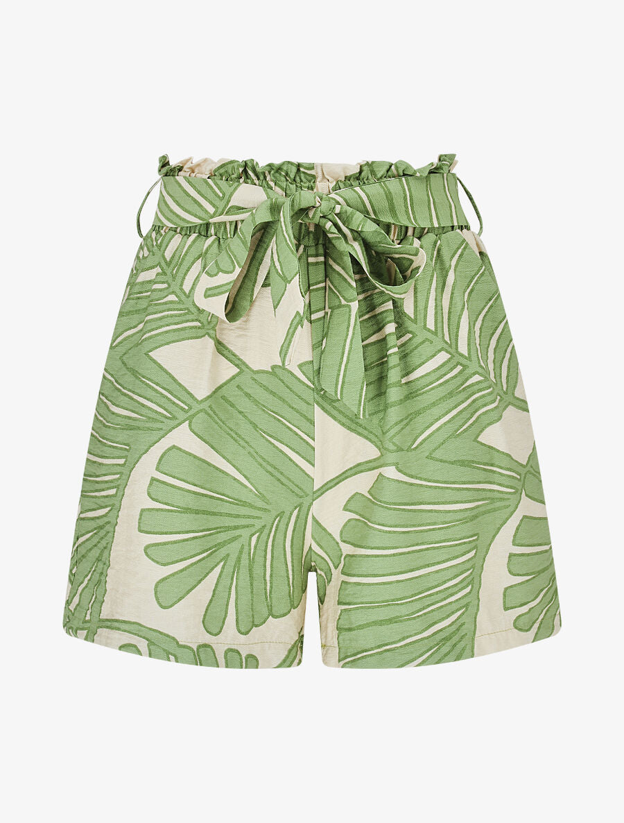 Short paper bag imprimé feuillage - Vert - 1