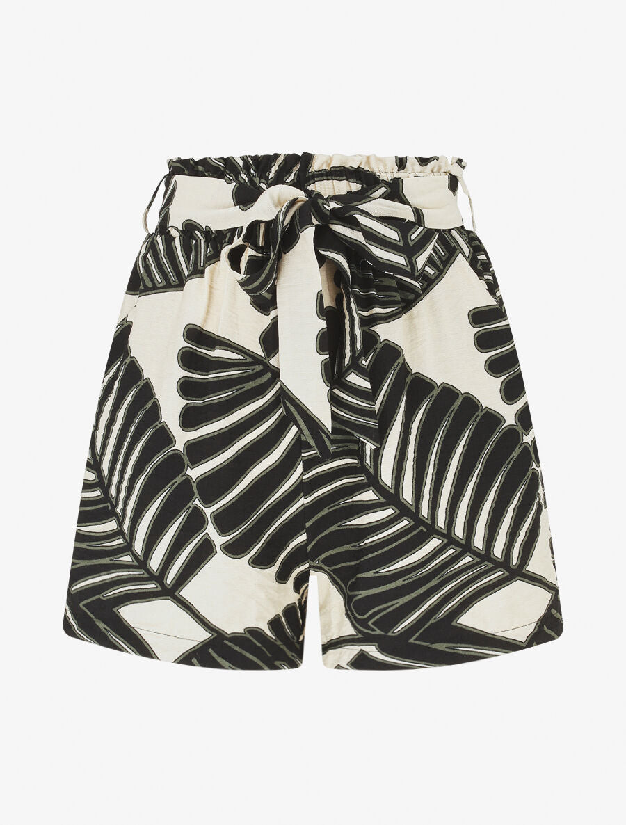 Short paper bag imprimé feuillage - Noir - 4