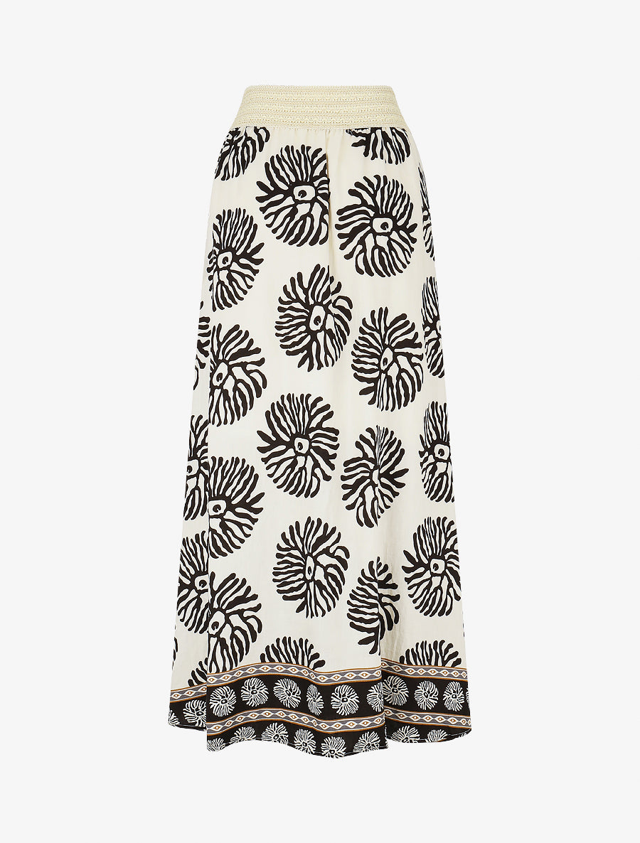 Jupe longue style corset imprimé coraux - Noir - 2