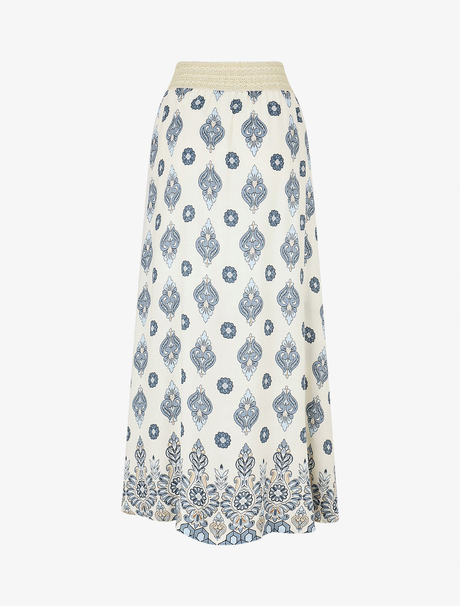 Jupe longue style corset imprimé floral - Bleu clair - 2