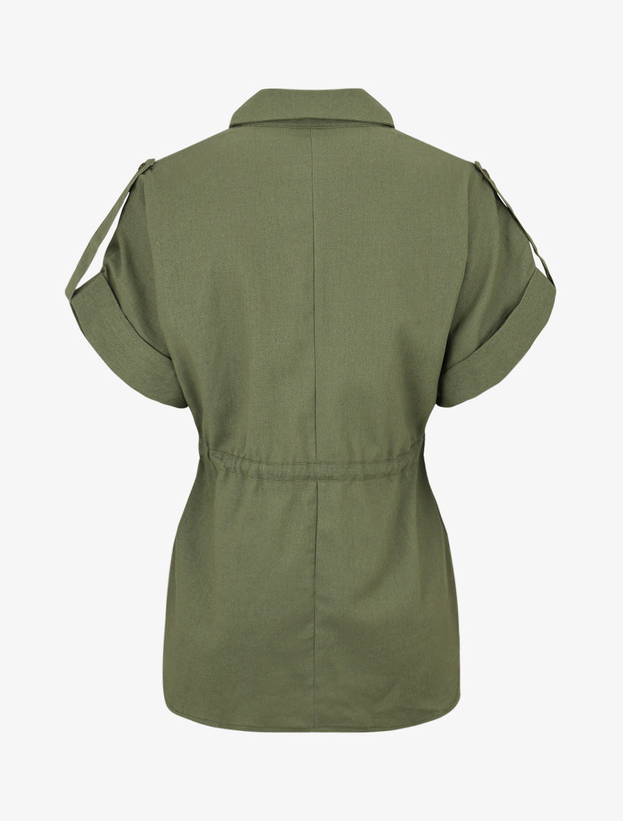 Chemise unie droite effet lin - Kaki - 2