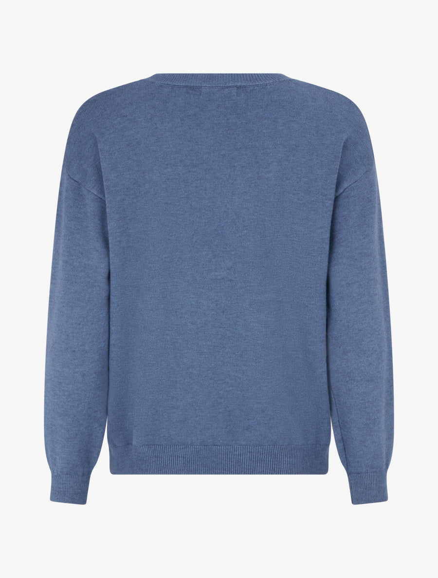 Pull coupe droite effet tressé - Bleu charrette - 2