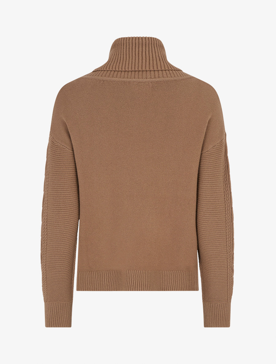 Pull droit à col roulé - Camel - 2