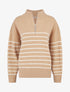 Pull rayé à col zippé - Beige - 1