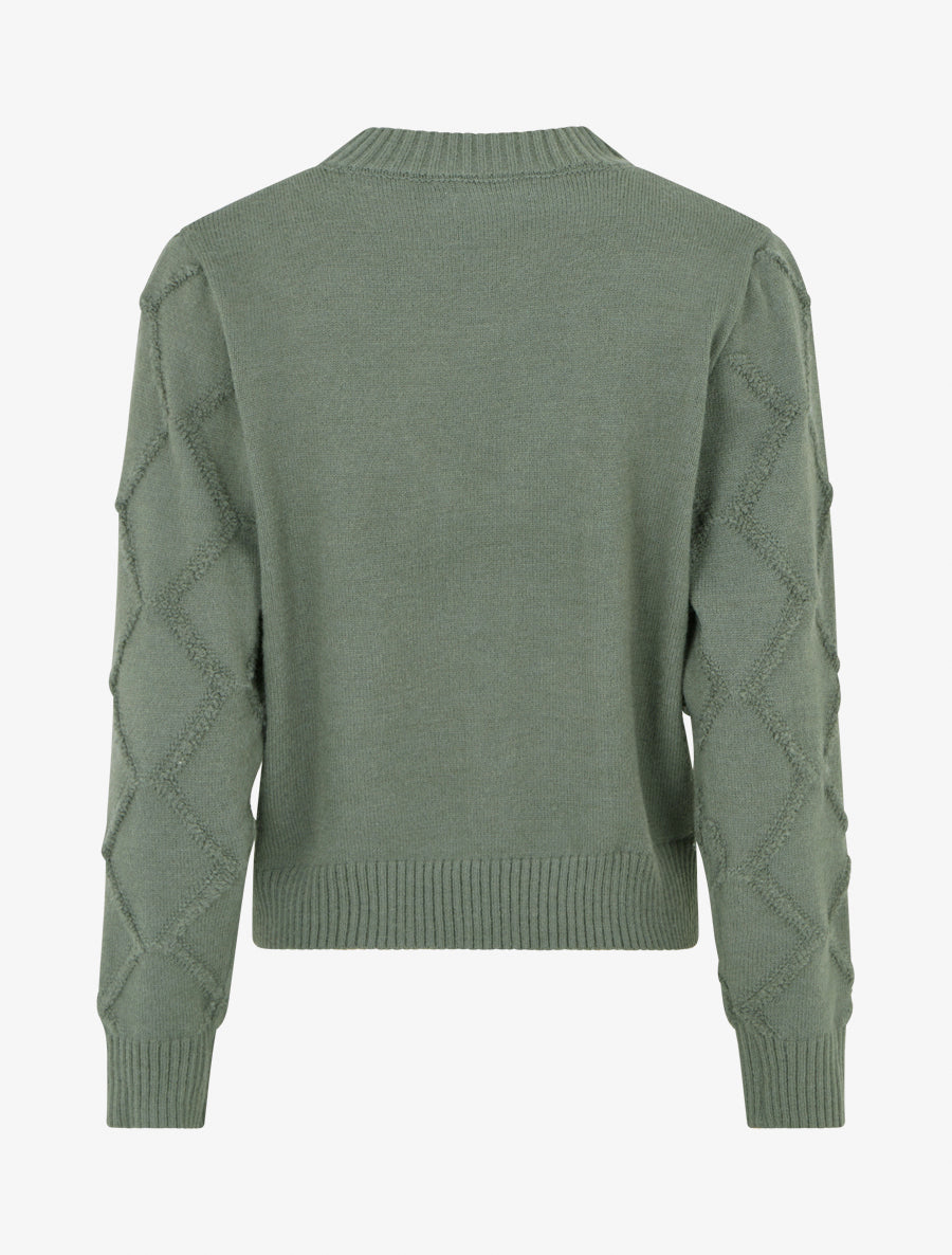 Pull à col rond effet quadrillé - Kaki - 2