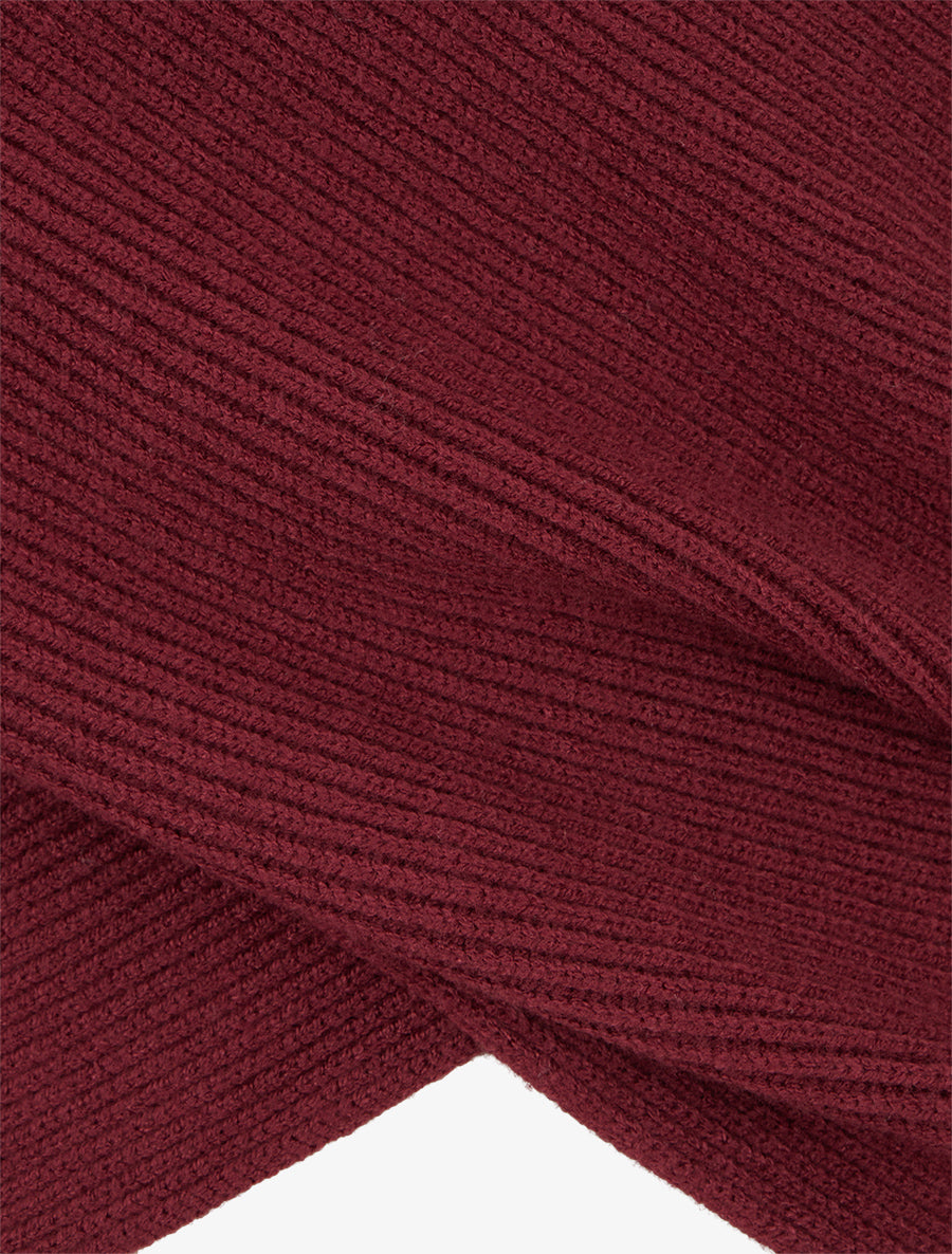 Pull uni côtelé à col cache-coeur - Bordeaux - 3