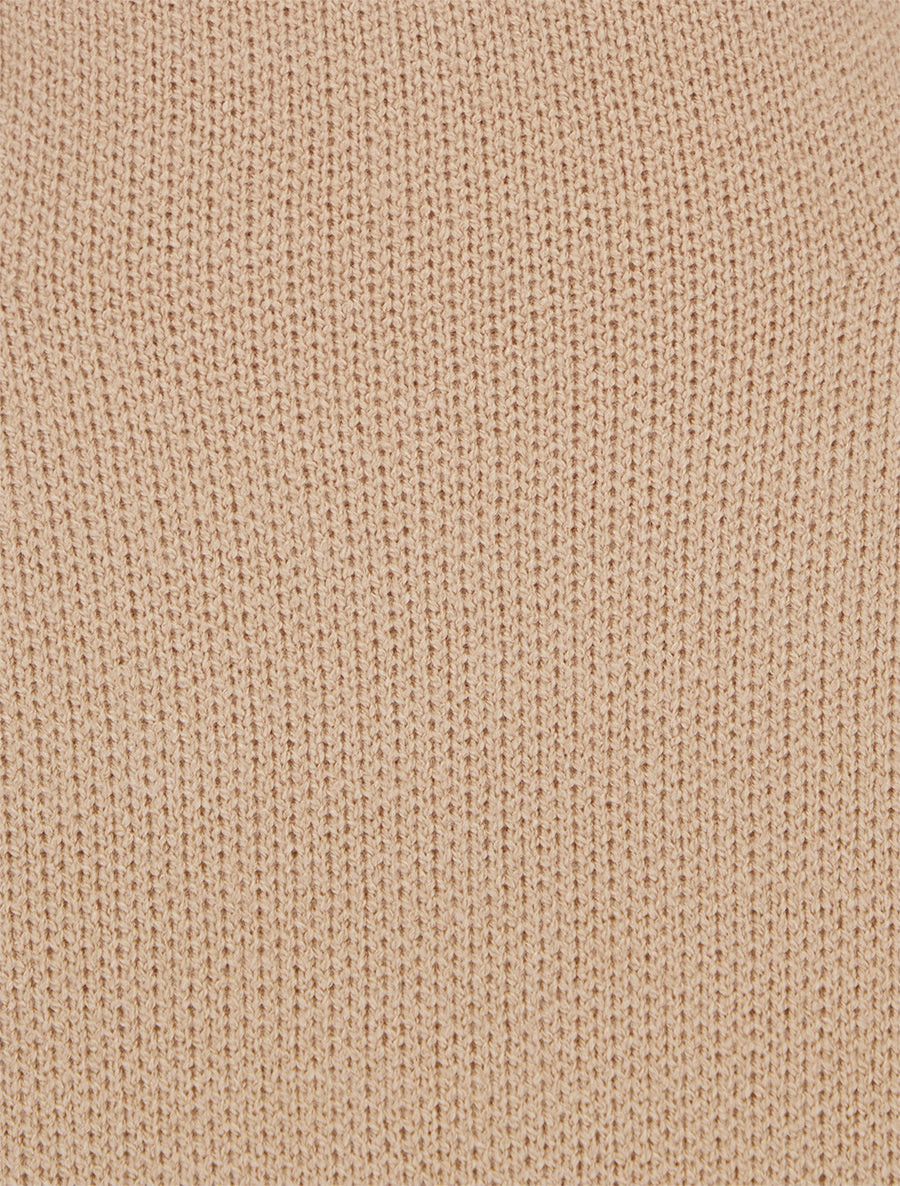 Pull à col montant et détail imprimé léopard - Camel - 3