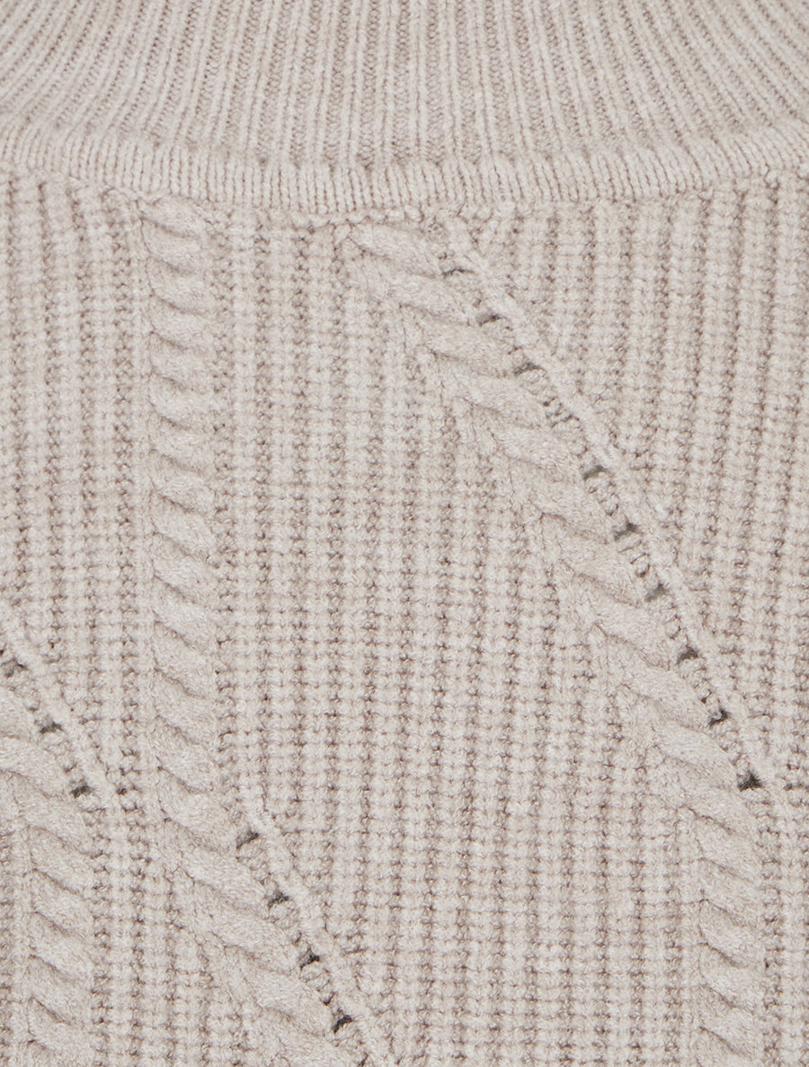 Pull uni à col montant - Taupe - 3