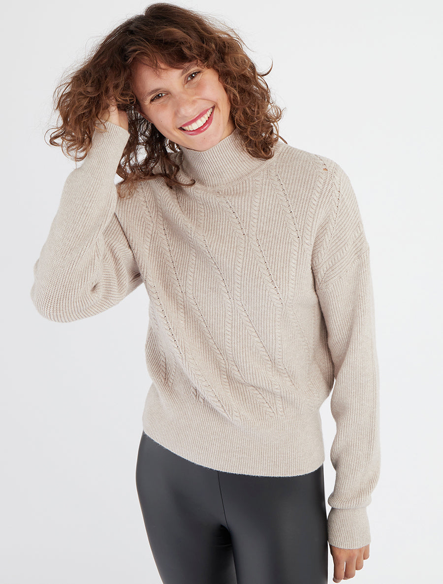 Suéter liso de cuello alto - Topo