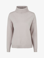 Pull droit uni à col roulé - Taupe - 1