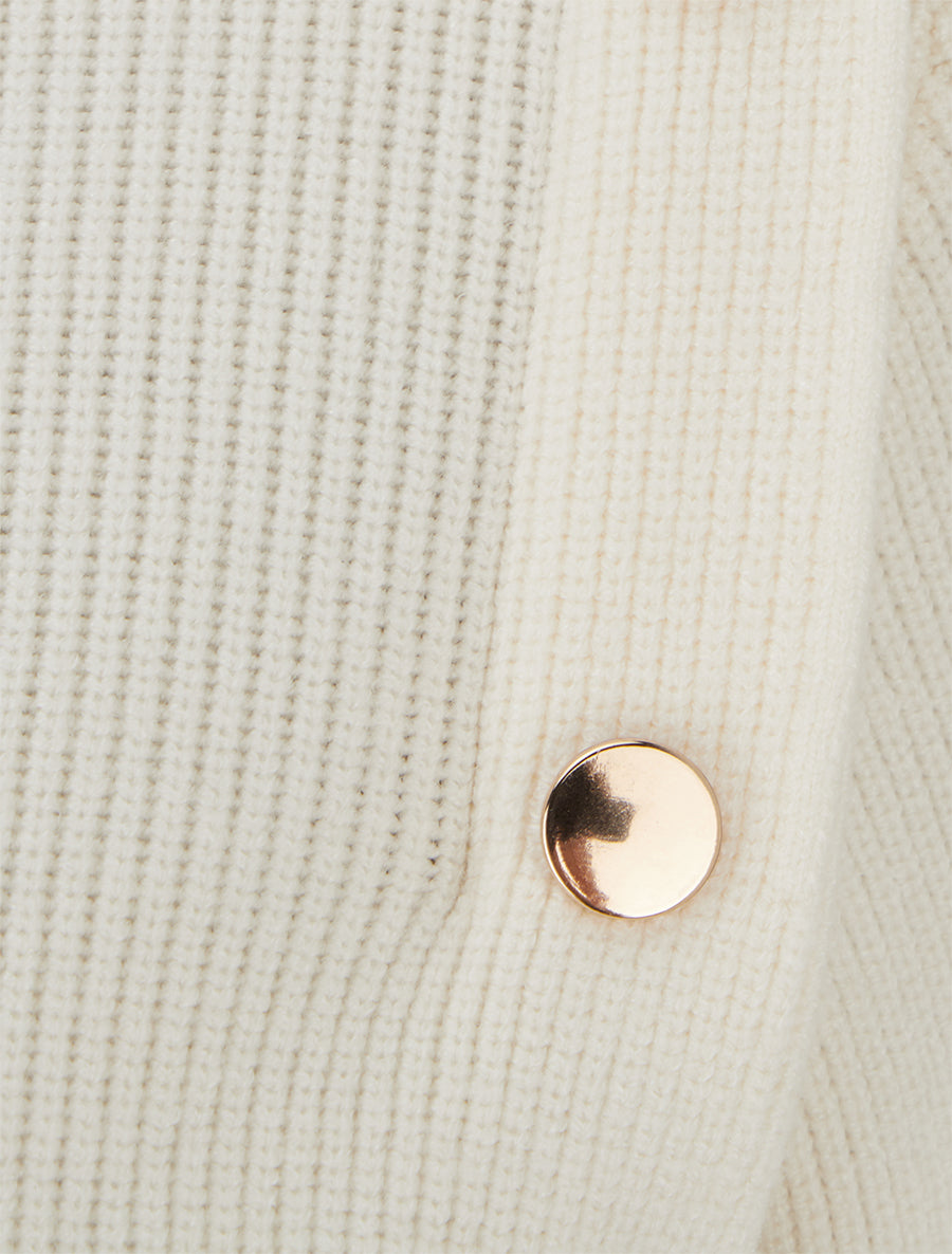Pull uni à boutons décoratifs - Crème - 3