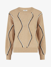 Pull droit à tresses irisées - Beige - 1