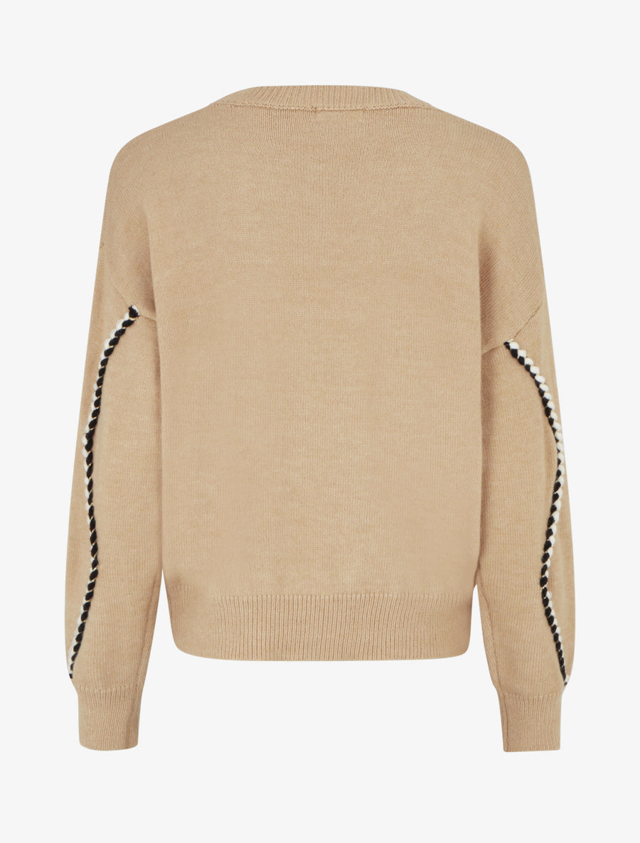 Pull droit à tresses irisées - Beige - 2