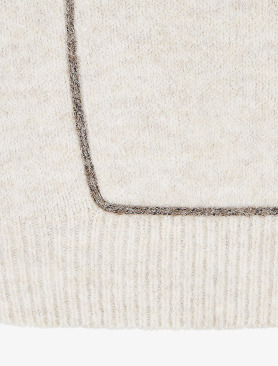 Pull droit à col rond et liseré contrastant - Écru - 3