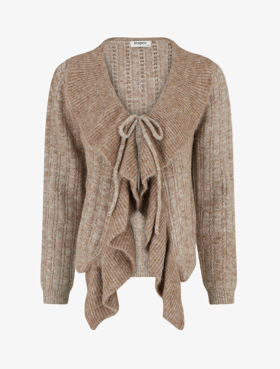 Gilet uni en maille - Camel - 1