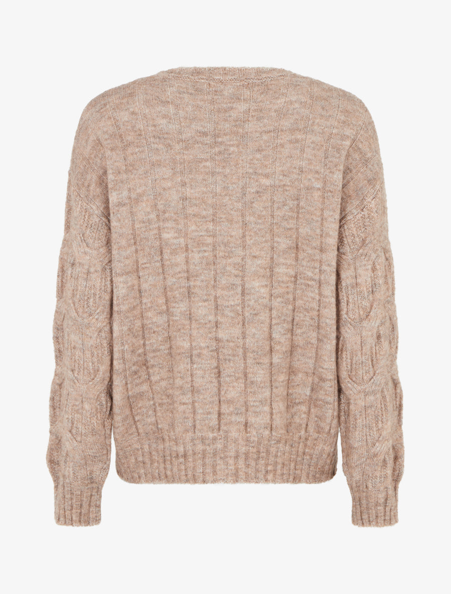 Pull droit en maille fantaisie - Taupe - 2