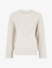 Pull droit à col rond en maille stylisée - Beige - 1