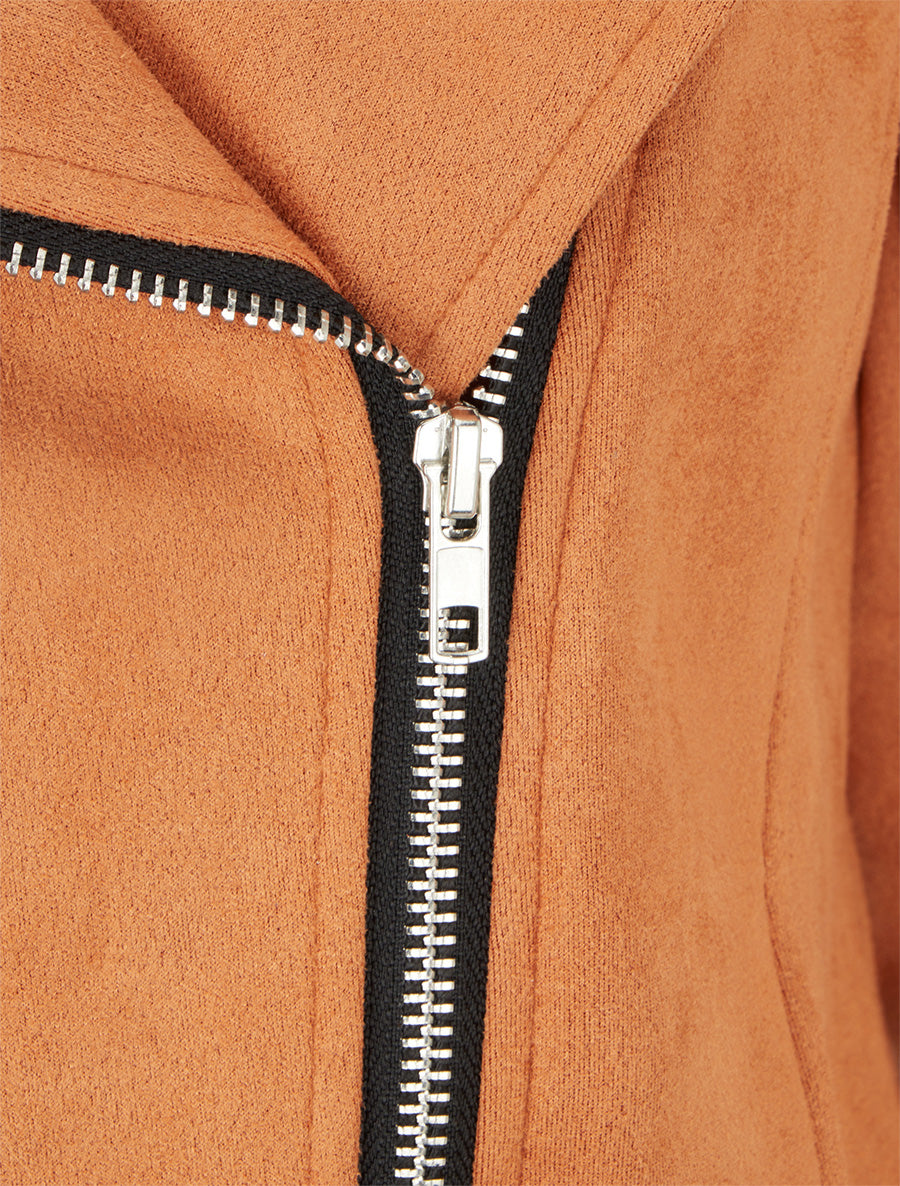 Veste style perfecto en suédine - Orange - 3