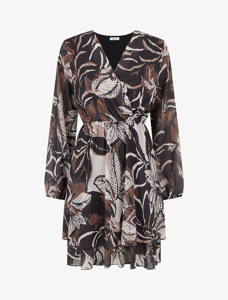 Robe mi-longue à taille élastiquée - Noir - 1