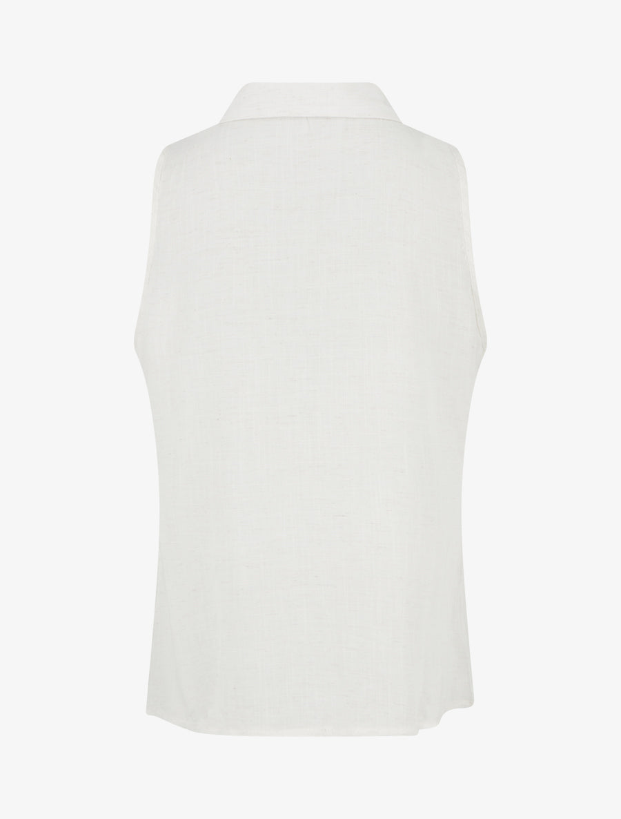 Chemisier sans manches à broderie floral - Écru - 2